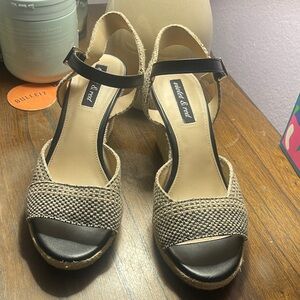 Violet & Red Beige Woven Espadrille Wedge Sandals sz 10